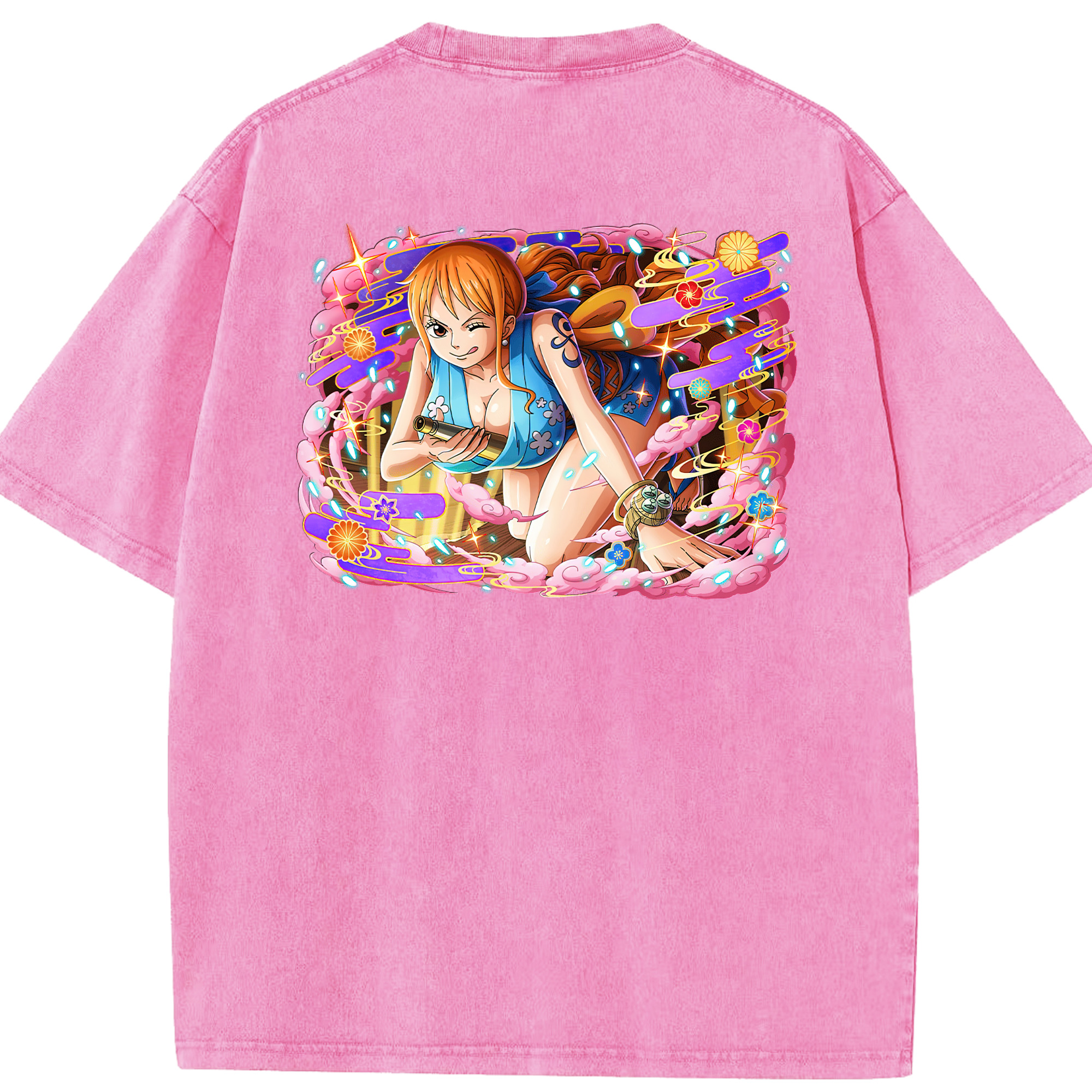 ワンピース ナミ ONE PIECE Nami 綿100% ヴィンテージ風 半袖Tシャツ（背面プリント）